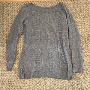 Gray Off-the-Shoulder Knit Sweater